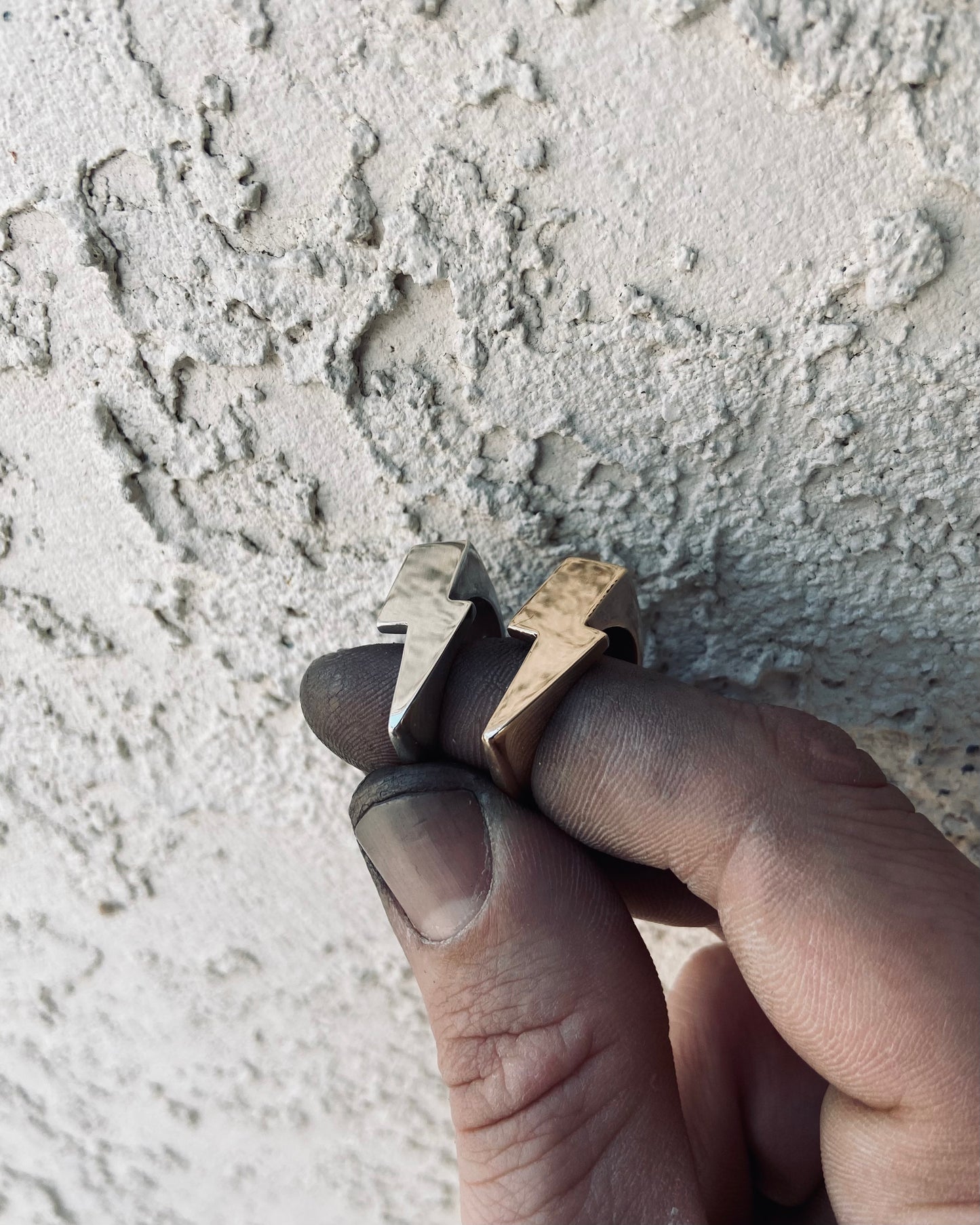 Left: Sterling Silver. Right: Ancient Bronze